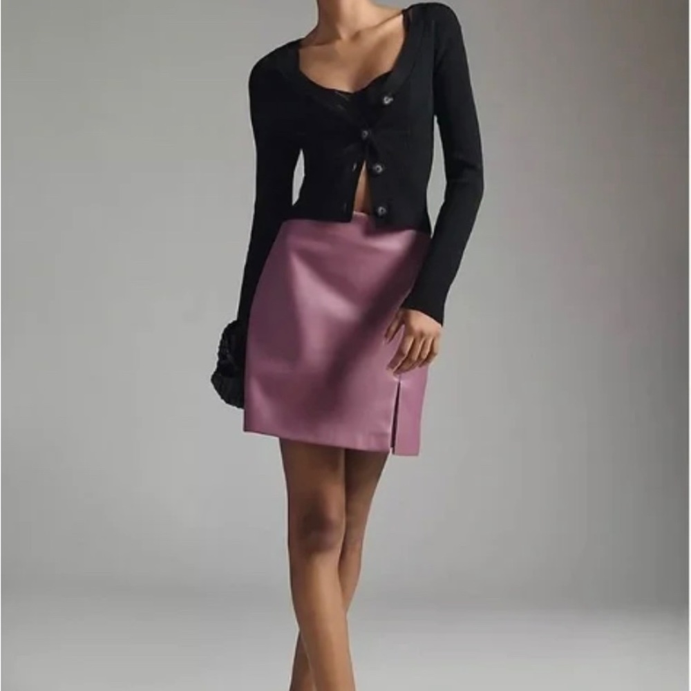 By Anthropologie Micro Mini Faux Leather Skirt